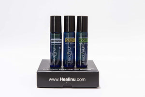 Healinu Roll-On Essential Oil Blends 3-Pack for Adults: Positive Mindset, Meditation and Focus