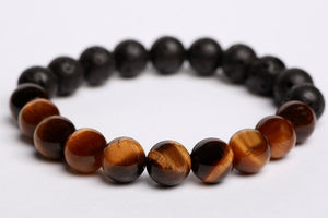 Tiger eye & black lava beads