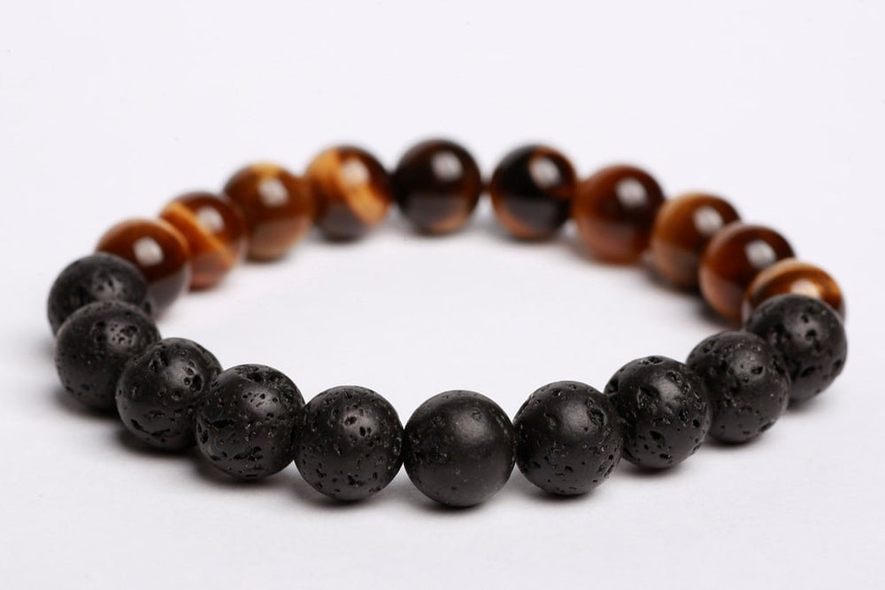 Tiger eye & black lava beads