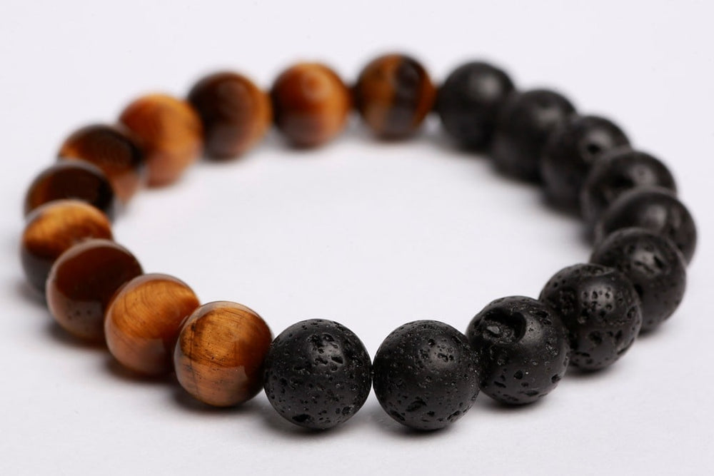 Tiger eye & black lava beads